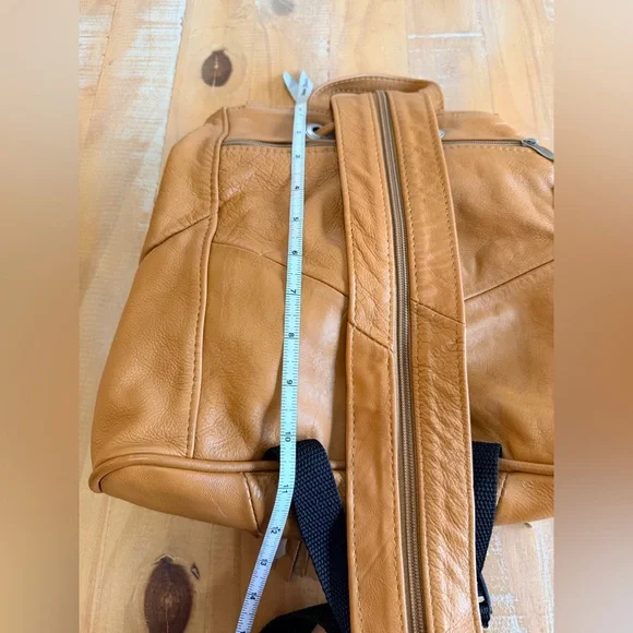 Genuine Leather Fringe Backpack Sling Bag Cognac Distressed Boho Western Mexico Genuine Leather Fringe Backpack Sling Bag Cognac Distressed  main image 3